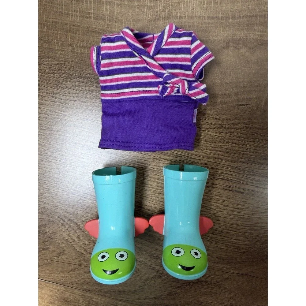 American Girl Doll Wellie Wishers Emerson Top & Camille Rain Boots